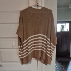 J. Crew Tan and White Striped Poncho